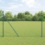 Valla de eslabones de cadena con postes Verde 1.6 x 25 m Acero