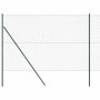 Valla de eslabones de cadena con postes Verde 1.6 x 25 m Acero