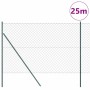 Valla de eslabones de cadena con postes Verde 1.6 x 25 m Acero