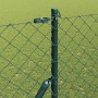 Valla de eslabones de cadena con postes Verde 1.6 x 25 m Acero