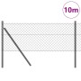 Valla de eslabones de cadena con postes Gris 0.8 x 10 m Acero