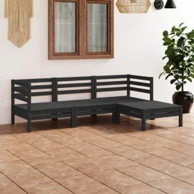 4-teiliges Gartenmöbel-Set aus massivem Kiefernholz schwarz von vidaXL, Gartensets - Ref: Foro24-3082671, Preis: 229,49 €, Ra...