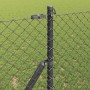 Valla de eslabones de cadena con postes Gris 1 x 10 m Acero
