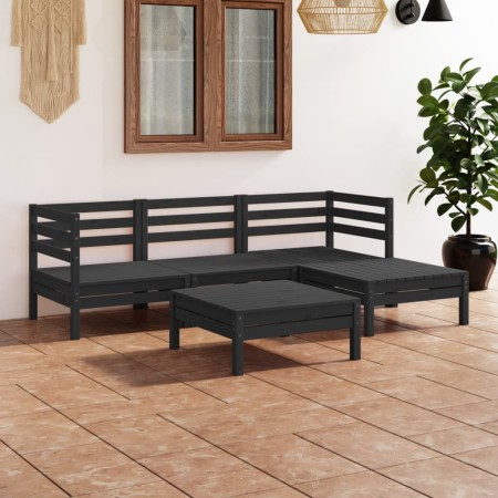 Gartenmöbel-Set 5-teilig aus massivem schwarzem Kiefernholz von vidaXL, Gartensets - Ref: Foro24-3082676, Preis: 254,41 €, Ra...