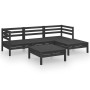 Gartenmöbel-Set 5-teilig aus massivem schwarzem Kiefernholz von vidaXL, Gartensets - Ref: Foro24-3082676, Preis: 254,41 €, Ra...