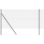 Valla de eslabones de cadena con postes Gris 1.4 x 10 m Acero