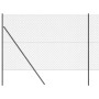 Valla de eslabones de cadena con postes Gris 1.5 x 10 m Acero