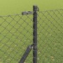 Valla de eslabones de cadena con postes Gris 1.5 x 10 m Acero