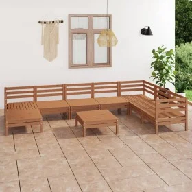 Gartenmöbel-Set 9-teilig aus massivem honigbraunem Kiefernholz von vidaXL, Gartensets - Ref: Foro24-3082992, Preis: 493,37 €,...