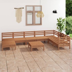 Juego muebles de jardín 9 pzas madera maciza pino marrón miel de vidaXL, Conjuntos de jardín - Ref: Foro24-3082992, Precio: 5...