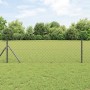 Valla de eslabones de cadena con postes Gris 0.6 x 10 m Acero
