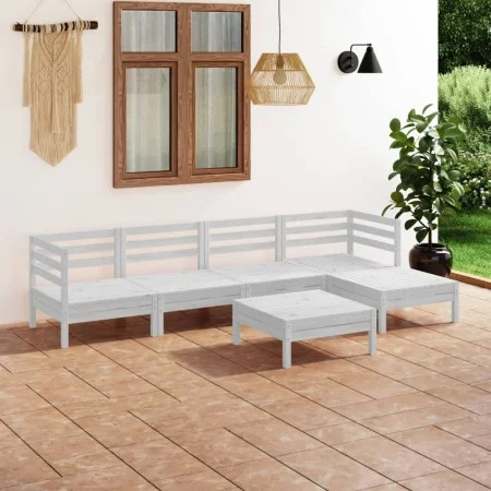 Gartenmöbel-Set 6-teilig aus massivem weißem Kiefernholz von vidaXL, Gartensets - Ref: Foro24-3082683, Preis: 302,90 €, Rabat...
