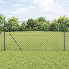 Valla de eslabones de cadena con postes Gris 1.2 x 10 m Acero
