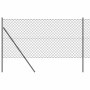 Valla de eslabones de cadena con postes Gris 1.2 x 10 m Acero