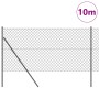 Valla de eslabones de cadena con postes Gris 1.2 x 10 m Acero