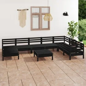 Garden furniture set 9 pieces solid black pine wood by vidaXL, Garden sets - Ref: Foro24-3082993, Price: 459,35 €, Discount: %