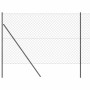 Valla de eslabones de cadena con postes Gris 1.6 x 10 m Acero