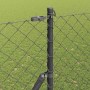 Valla de eslabones de cadena con postes Gris 1.6 x 10 m Acero