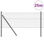 Valla de eslabones de cadena con postes Gris 0.8 x 25 m Acero