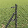 Valla de eslabones de cadena con postes Gris 0.8 x 25 m Acero