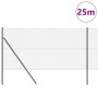 Valla de eslabones de cadena con postes Gris 1 x 25 m Acero