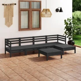 6-teiliges Gartenmöbel-Set aus massivem Kiefernholz schwarz von vidaXL, Gartensets - Ref: Foro24-3082686, Preis: 298,59 €, Ra...