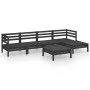 6-teiliges Gartenmöbel-Set aus massivem Kiefernholz schwarz von vidaXL, Gartensets - Ref: Foro24-3082686, Preis: 298,58 €, Ra...