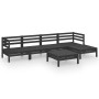 6-teiliges Gartenmöbel-Set aus massivem Kiefernholz schwarz von vidaXL, Gartensets - Ref: Foro24-3082686, Preis: 302,51 €, Ra...
