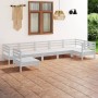 Gartenmöbel-Set 7-teilig aus massivem weißem Kiefernholz von vidaXL, Gartensets - Ref: Foro24-3082738, Preis: 374,14 €, Rabat...