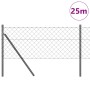 Valla de eslabones de cadena con postes Gris 0.8 x 25 m Acero