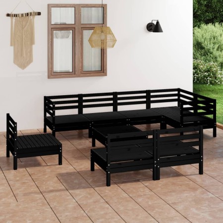 Gartenmöbel-Set 9-teilig aus massivem schwarzem Kiefernholz von vidaXL, Gartensets - Ref: Foro24-3082903, Preis: 481,33 €, Ra...