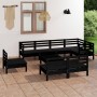 Gartenmöbel-Set 9-teilig aus massivem schwarzem Kiefernholz von vidaXL, Gartensets - Ref: Foro24-3082903, Preis: 481,33 €, Ra...