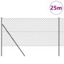 Valla de eslabones de cadena con postes Gris 1.4 x 25 m Acero