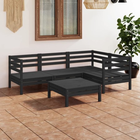 Garden furniture set 5 pieces solid black pine wood by vidaXL, Garden sets - Ref: Foro24-3082696, Price: 272,89 €, Discount: %