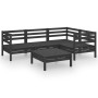 Garden furniture set 5 pieces solid black pine wood by vidaXL, Garden sets - Ref: Foro24-3082696, Price: 272,89 €, Discount: %