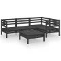 Juego de muebles de jardín 5 pzas madera de pino maciza negro de vidaXL, Conjuntos de jardín - Ref: Foro24-3082696, Precio: 2...