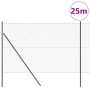 Valla de eslabones de cadena con postes Gris 1.6 x 25 m Acero