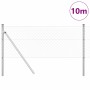 Valla de eslabones de cadena con postes Plateado 0.4 x 10 m