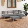 Gartenmöbel-Set 5-teilig aus massivem grauem Kiefernholz von vidaXL, Gartensets - Ref: Foro24-3082694, Preis: 271,08 €, Rabat...