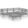 Gartenmöbel-Set 5-teilig aus massivem grauem Kiefernholz von vidaXL, Gartensets - Ref: Foro24-3082694, Preis: 271,08 €, Rabat...