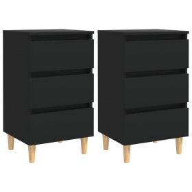 Nachttische 2 Stück Massivholzbeine schwarz 40x35x69 cm von vidaXL, Nachttische - Ref: Foro24-805890, Preis: 105,46 €, Rabatt: %