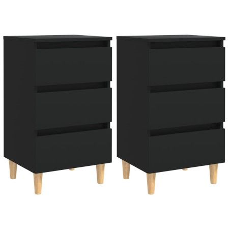 Nachttische 2 Stück Massivholzbeine schwarz 40x35x69 cm von vidaXL, Nachttische - Ref: Foro24-805890, Preis: 105,46 €, Rabatt: %