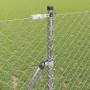 Valla de eslabones de cadena con postes Plateado 1.4 x 10 m
