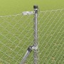 Valla de eslabones de cadena con postes Plateado 1.5 x 10 m
