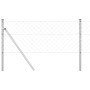 Valla de eslabones de cadena con postes Plateado 0.4 x 10 m