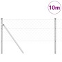 Valla de eslabones de cadena con postes Plateado 0.4 x 10 m