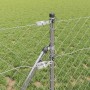 Valla de eslabones de cadena con postes Plateado 0.4 x 10 m