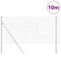 Valla de eslabones de cadena con postes Plateado 1 x 10 m Acero