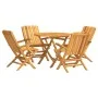 Juego de comedor para jardín 5 piezas madera maciza de teca de vidaXL, Conjuntos de jardín - Ref: Foro24-3155028, Precio: 400...