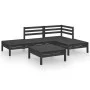 Garden furniture set 5 pieces solid black pine wood by vidaXL, Garden sets - Ref: Foro24-3082626, Price: 243,88 €, Discount: %